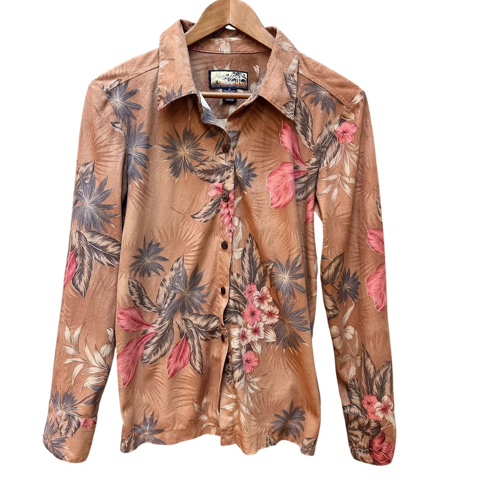 Havana Jack's Cafe Shirt Button Down Tropical Beachy Coastal Resortwear‎ Size M